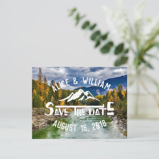 Rustic Mountain Wedding | Het Briefkaart Datum ops (Staand voorkant)