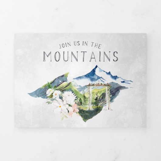 Rustic Mountain Wedding | Illustratie Drieluik Uitnodiging (Cover)