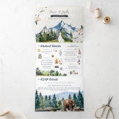 Rustic Mountain Wedding | Illustratie Drieluik Uitnodiging (Binnen)