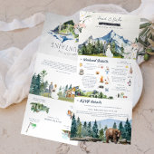Rustic Mountain Wedding | Illustratie Drieluik Uitnodiging