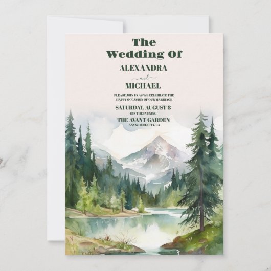 Rustic Mountain Wedding Kaart (Voorkant)