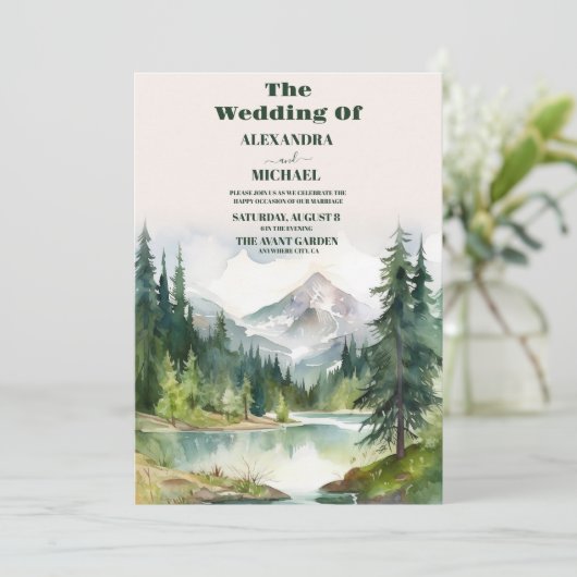 Rustic Mountain Wedding Kaart (Staand voorkant)