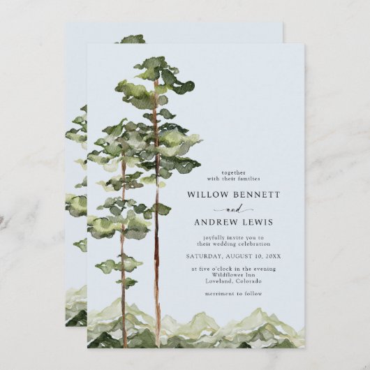 Rustic Mountain Wedding Kaart (Voorkant / Achterkant)