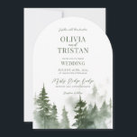 Rustic Mountain Wedding Kaart<br><div class="desc">Geniet van uw gasten met een prachtige boogvormige huwelijksuitnodiging, met een zacht waterverf mistige berg, in een minimalistische etherische natuur stijl. Elegante decoratieve typografie wordt gecombineerd met een modern delicaat schrift, tegen een zacht waterverf etherische bergachtige achtergrond. Voeg je foto op de achterkant toe. Verkrijgbaar in print, als digitale download,...</div>