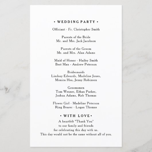 Rustic Mountain Wedding Program (Achterkant)