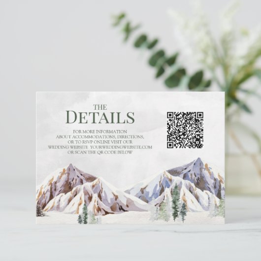 Rustic Mountain Wedding QR code Details Insert Informatiekaartje (Staand voorkant)