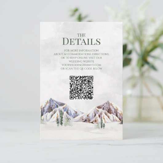 Rustic Mountain Wedding QR code Details Insert Informatiekaartje (Staand voorkant)