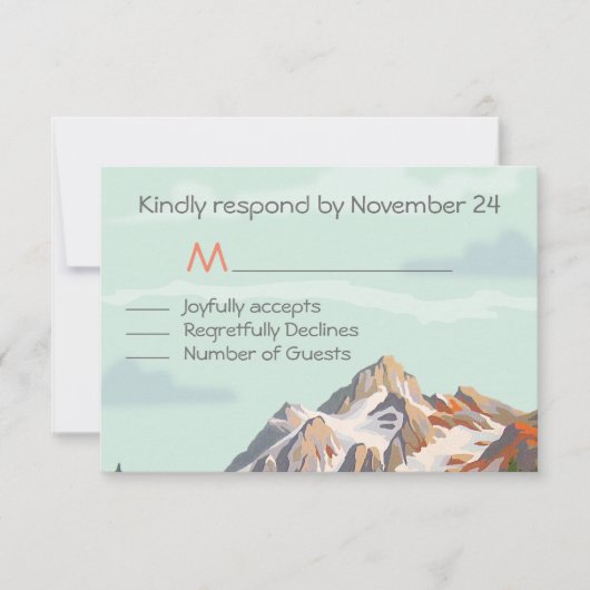 Rustic Mountain Wedding RSVP Kaartje (Voorkant)