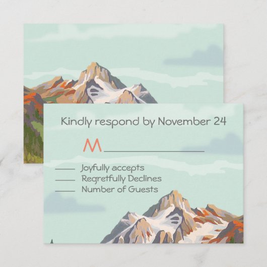 Rustic Mountain Wedding RSVP Kaartje (Voorkant / Achterkant)