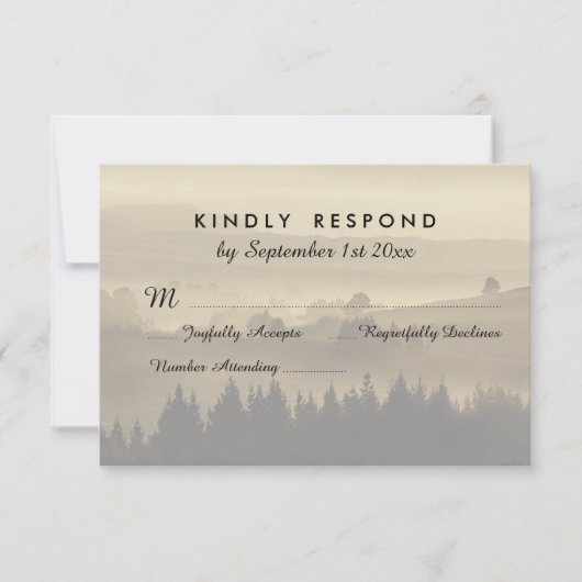 Rustic Mountain Wedding RSVP-reactiekaarten RSVP Kaartje (Voorkant)