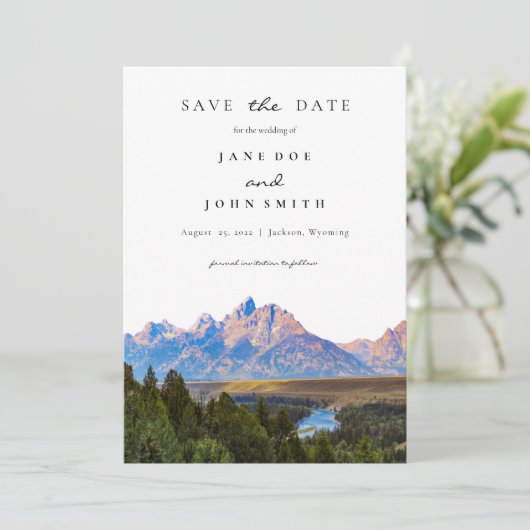 Rustic Mountain Wedding Save the Date (Staand voorkant)