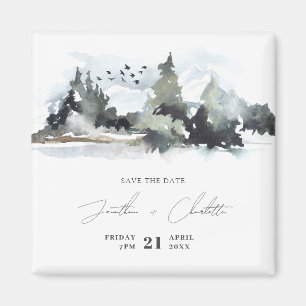 Rustic Mountain Wedding Save the Date Magnet