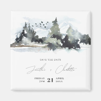 Rustic Mountain Wedding Save the Date Magnet
