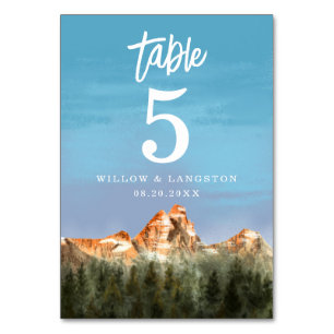 Rustic Mountain Wedding Table Number Kaart