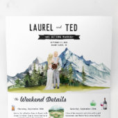 Rustic Mountain Wedding Tri-Fold Uitnodiging (Binnenzijde eerst)