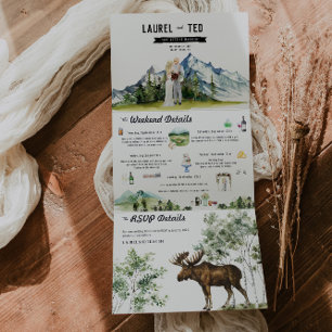 Rustic Mountain Wedding Tri-Fold Uitnodiging