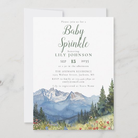 Rustic Mountain Wildflower Baby shower Sprinkle Kaart (Voorkant)