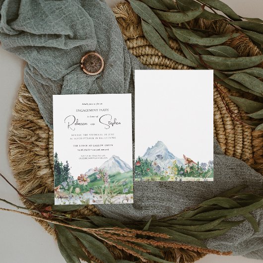 Rustic Mountain Wildflower | Boho Engagement Party Kaart