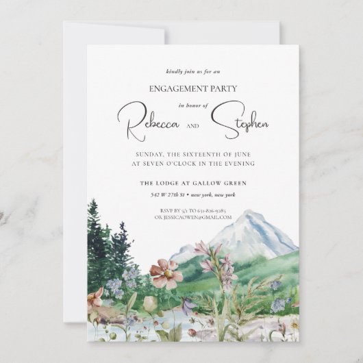 Rustic Mountain Wildflower | Boho Engagement Party Kaart (Voorkant)