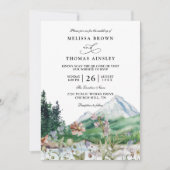 Rustic Mountain Wildflower Boho QR code Wedding Kaart (Voorkant)