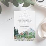 Rustic Mountain Wildflower | Boho Vrijgezellenfees Kaart<br><div class="desc">Met boho waterverf bergen en kleurrijke wilde bloemen met een eenvoudig en minimalistisch ontwerp. Dit is de perfecte uitnodiging voor een lente- of herfst-bruiloft. Dit mellow-bergpalet met evergreen, en stoffig blauw voelt zeker zowel elegant als roest. Het is net zo boho als verfrissend! Deze design kunnen gepersonaliseerd worden voor je...</div>