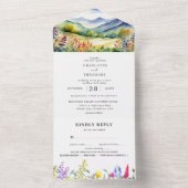 Rustic Mountain Wildflower | Boho Wedding All In One Uitnodiging (Binnen)