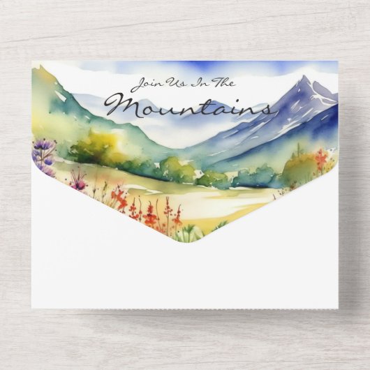 Rustic Mountain Wildflower | Boho Wedding All In One Uitnodiging (Achterkant)