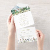 Rustic Mountain Wildflower | Boho Wedding All In One Uitnodiging (Uittrekbaar)