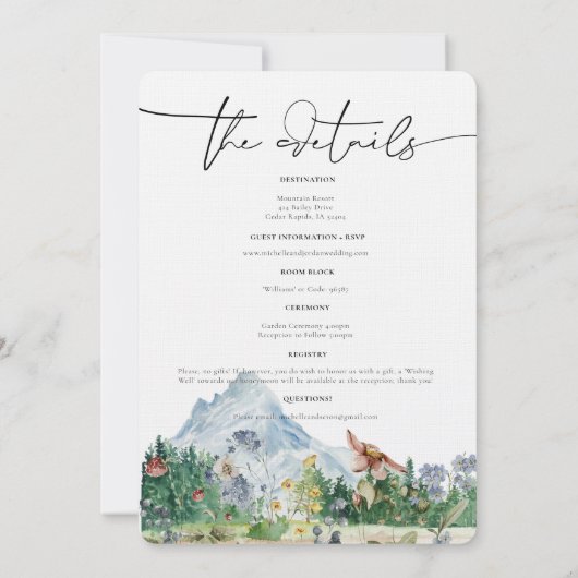 Rustic Mountain Wildflower | Boho Wedding Kaart (Achterkant)