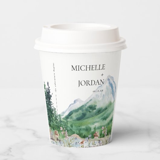 Rustic Mountain Wildflower | Boho Wedding Papieren Bekers (Achterkant)