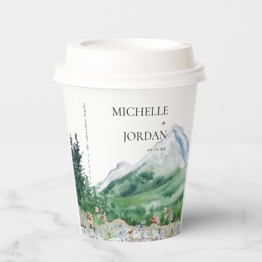 Rustic Mountain Wildflower | Boho Wedding Papieren Bekers (Voorkant)