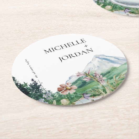 Rustic Mountain Wildflower | Boho Wedding Ronde Kartonnen Onderzetter (Gebogen)