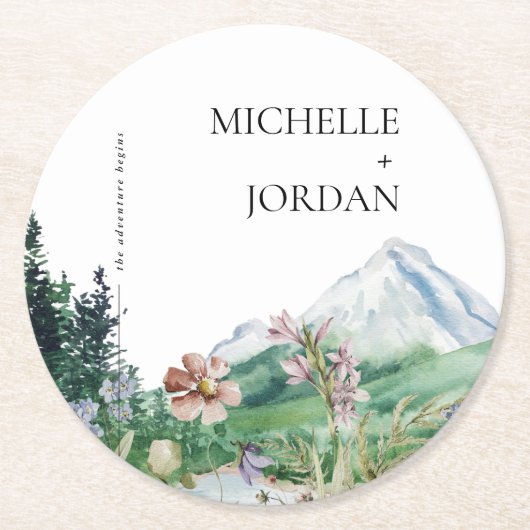 Rustic Mountain Wildflower | Boho Wedding Ronde Kartonnen Onderzetter (Voorkant)