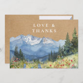 Rustic Mountain Wildflower Floral Wedding Photo Bedankkaart (Voorkant / Achterkant)
