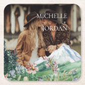 Rustic Mountain Wildflower | Foto van Boho Wedding Kartonnen Onderzetters (Voorkant)