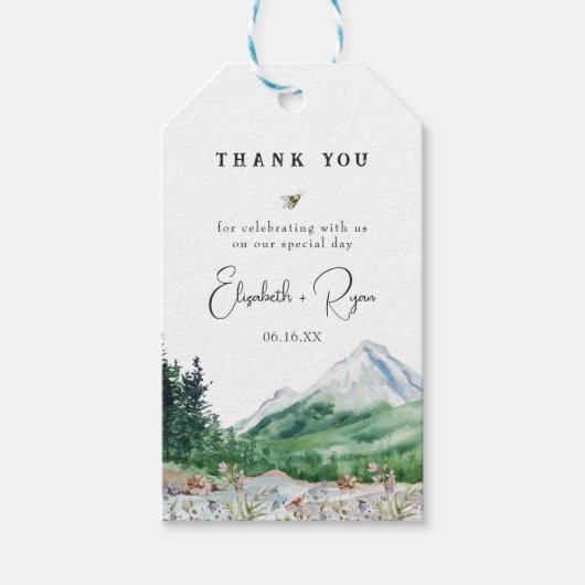 Rustic Mountain Wildflower | Weddenschap Hartelijk Cadeaulabel (Voorkant)