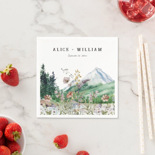 Rustic Mountain Wildflower | Weddenschap Napkin Servet (Insitu)