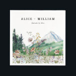 Rustic Mountain Wildflower | Weddenschap Napkin Servet<br><div class="desc">Deze trouwservet is voorzien van boho waterverf bergen en kleurrijke wilde bloemen met een eenvoudig en minimalistisch ontwerp. Dit is het perfecte servet voor een lente- of herfst-bruiloft. Dit mellow-bergpalet met evergreen, en stoffig blauw voelt zeker zowel elegant als roest. Het is net zo boho als verfrissend! Deze design kunnen...</div>