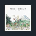 Rustic Mountain Wildflower | Weddenschap Napkin Servet<br><div class="desc">Deze trouwservet is voorzien van boho waterverf bergen en kleurrijke wilde bloemen met een eenvoudig en minimalistisch ontwerp. Dit is het perfecte servet voor een lente- of herfst-bruiloft. Dit mellow-bergpalet met evergreen, en stoffig blauw voelt zeker zowel elegant als roest. Het is net zo boho als verfrissend! Deze design kunnen...</div>