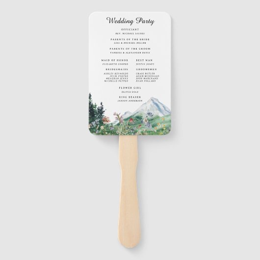 Rustic Mountain Wildflower | Weddenschap-programma Handwaaier (Achterkant)