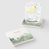 Rustic Mountain Wildflower | Weddenschapsmonogram Stenen Onderzetter (Zijkant)