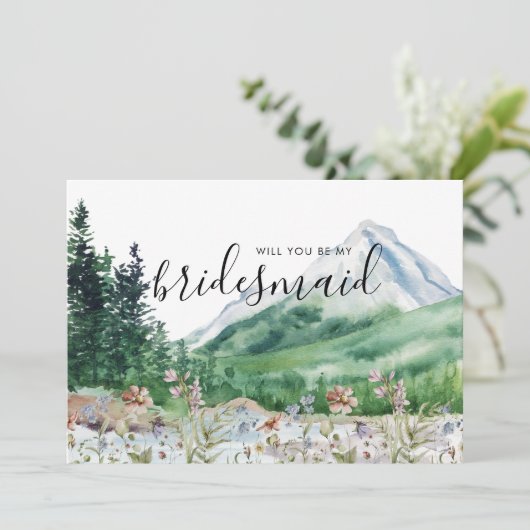 Rustic Mountain Wildflower | Wees mijn Bridesmaid (Staand voorkant)