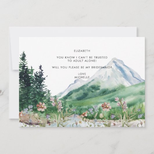 Rustic Mountain Wildflower | Wees mijn Bridesmaid (Achterkant)