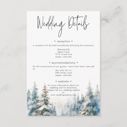 Rustic Mountain Winter Scene Waterverf Details Informatiekaartje (Voorkant)