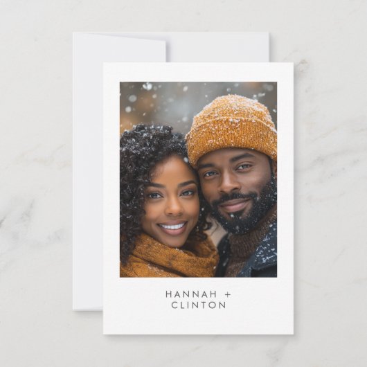 Rustic Mountain Winter Scene Waterverf Foto Save The Date (Achterkant)