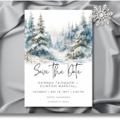 Rustic Mountain Winter Scene Waterverf Foto Save The Date