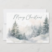 Rustic Mountain Winter Scene Waterverf Kerst Feestdagenkaart (Voorkant)