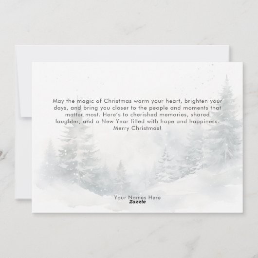 Rustic Mountain Winter Scene Waterverf Kerst Feestdagenkaart (Achterkant)