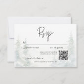 Rustic Mountain Winter Scene Waterverf QR-code RSVP Kaartje (Voorkant)