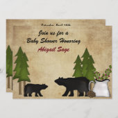 Rustic Mountain Woodland Beren Baby shower Uitnodi Kaart (Voorkant / Achterkant)